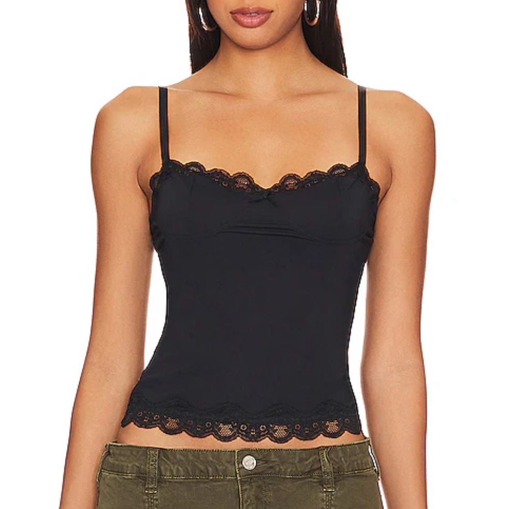 Lioness Black Lace Trim Tank Top